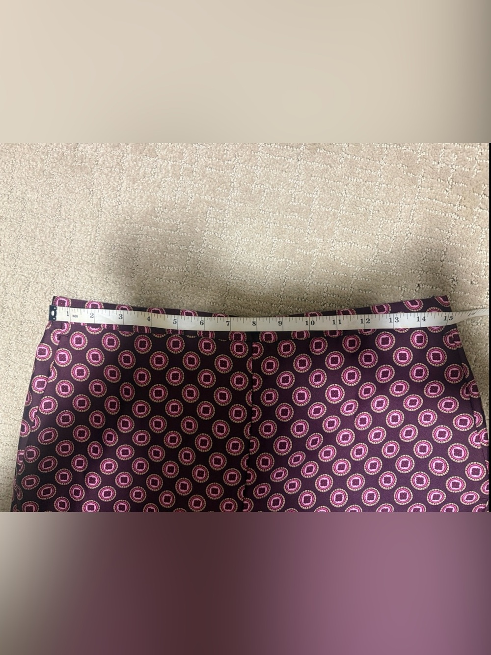 Ann Taylor Plum Geometric Wide-Leg Satin Pants - Picture 5 of 7